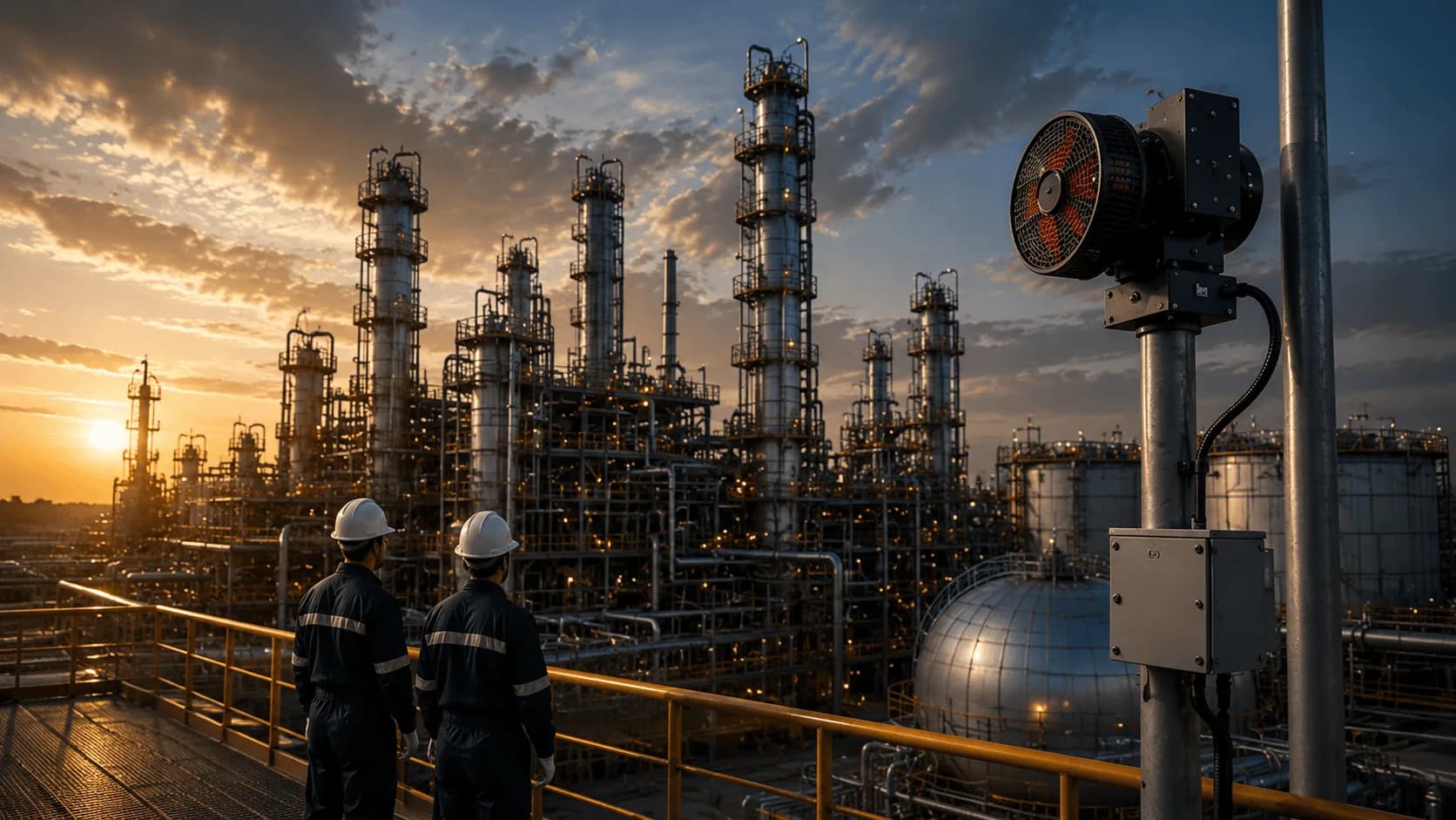 Sirenco warning siren installed at an oil and gas processing facility